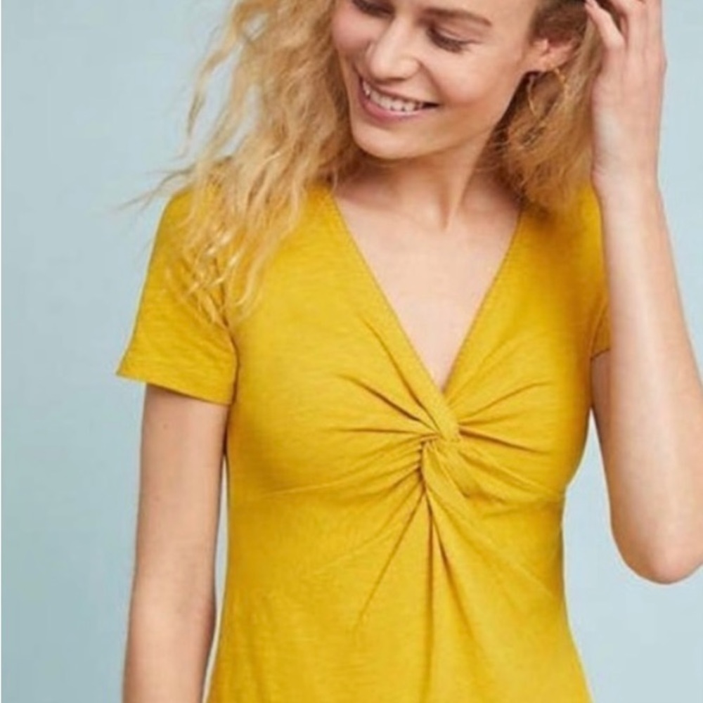Anthropologie Ett:Twa Golden Yellow Twist Front Top - Size XS